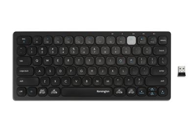 Kensington duálna kompaktná klávesnica pre viac zariadení/Bezdrôtová USB + Bluetooth/UK layout/Čierna