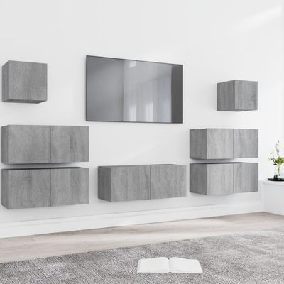 vidaXL 7-dielna súprava TV skriniek sivý dub sonoma spracované drevo