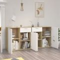 vidaXL Komoda biela a dub sonoma 160x36x75 cm drevotrieska