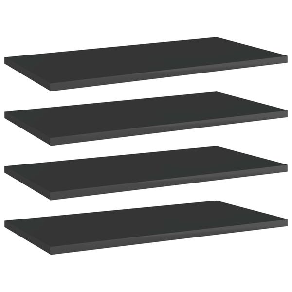 vidaXL Prídavné police 4 ks, lesklé čierne 60x30x1,5 cm, drevotrieska