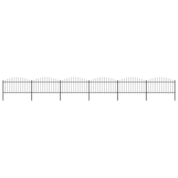 vidaXL Záhradný plot s vrchnou časťou z ocele 1070x150 cm čierny