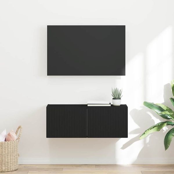 vidaXL TV nástenná skriňa 78,5 x 31 x 29,5 cm Čierna Kompozitné drevo