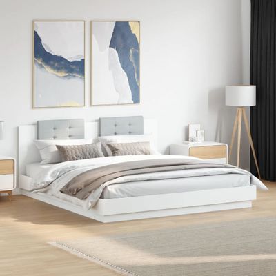 vidaXL Posteľný rám s čelom biely 180x200 cm kompozitné drevo