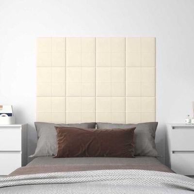 vidaXL Nástenné panely 12 ks krémové 30x30 cm zamatové 1,08 m²