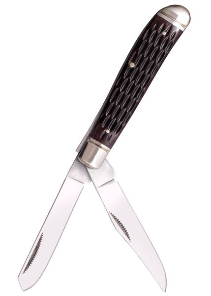 Cold Steel FL-MTRPR-J MINI TRAPPER JIGGED vreckový nôž s 2 čepeľami, hnedá, kosť