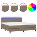 vidaXL Posteľ boxsping s matracom a LED sivohnedá 160x200 cm látka