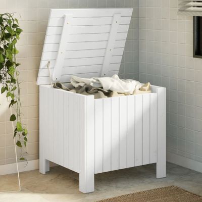 vidaXL Úložný box s vekom RANA biely 60x49x54 cm borovicový masív