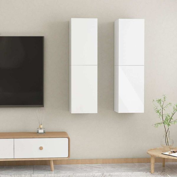 vidaXL TV skrinky 2 ks, lesklé biele 30,5x30x110 cm, kompozitné drevo
