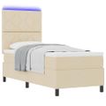 vidaXL Posteľ s pružinovým rámom s matracmi Krémová 80 x 200 cm látka