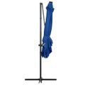 vidaXL Závesný záhradný slnečník+LED, oceľová tyč 250x250 cm, azúrový