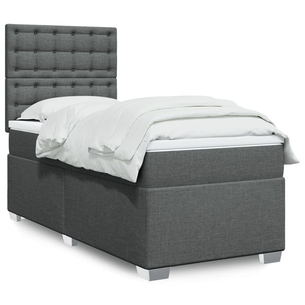 vidaXL Boxspring posteľ s matracom tmavosivá 90x200 cm látka