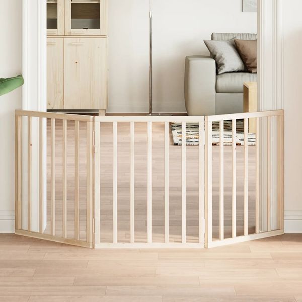 vidaXL Skladacia brána pre psa, 3 panely, 150 cm, topoľové drevo