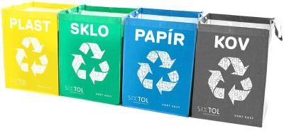 Tašky na triedený odpad SORT EASY 4 METAL, 30x30x40cm, 4x36l, 4ks SIXTOL