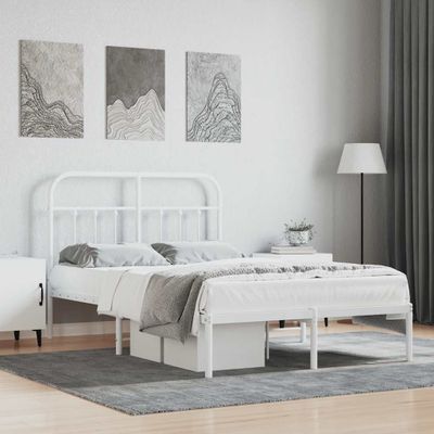 vidaXL Kovový rám postele s čelom biely 120x200 cm