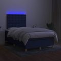 vidaXL Posteľ boxsping s matracom a LED modrá 120x200 cm látka