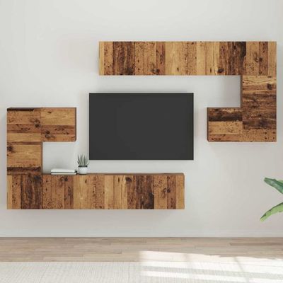 vidaXL TV jednotky Nástenný 4 pcs Staré drevo Kompozitné drevo