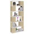 vidaXL Knižnica/deliaca stena biela a dub sonoma 80x24x186 cm drevotrieska