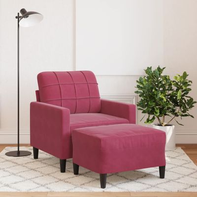 vidaXL Kreslo s podnožkou vínovo-červené 60 cm zamat