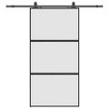 vidaXL Posuvné dvere s kovaním čierne 102,5x205 cm tvrdené sklo