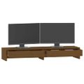 vidaXL Stojan na monitor medovo-hnedý 100x27x15 cm masívna borovica