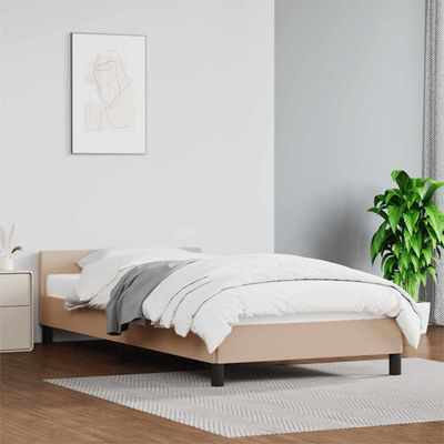 vidaXL Posteľný rám s čelom bez matraca kapučínový 90x200 cm