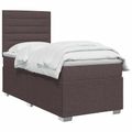 vidaXL LED boxspring posteľ s matracom Tmavohnedá 90 x 200 cm Látka