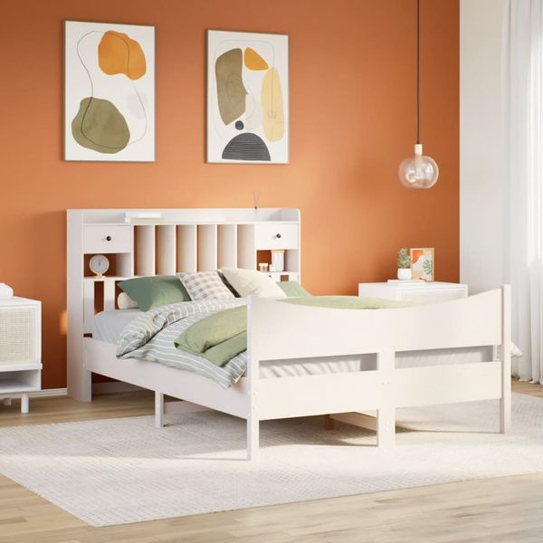 vidaXL Posteľ bez matraca biela 140x200 cm masívna borovica