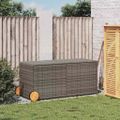 vidaXL Záhradný úložný box s kolieskami sivý 283 l polyratan