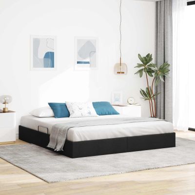 vidaXL Otomanový posteľný rám s úložiskom Čierny 180 x 200 cm látka