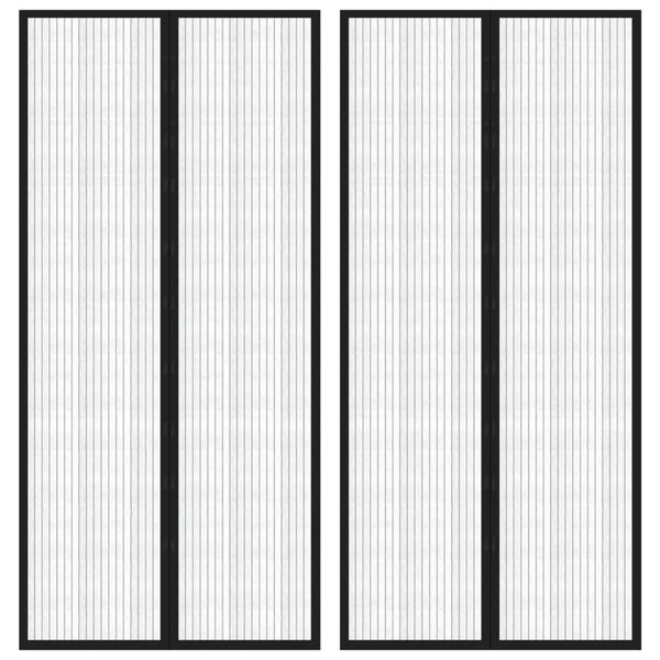 vidaXL Závesy proti hmyzu s magnetickými blokmi 2ks čierne 220x110 cm