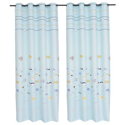 vidaXL Detské zatemňovacie závesy s potlačou 2 ks modré 140x240 cm