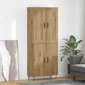 vidaXL Highboard Remeselný dub 69,5 x 34 x 180 cm Kompozitné drevo