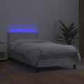 vidaXL Boxspring posteľ s matracom a LED biela 80x200 cm umelá koža
