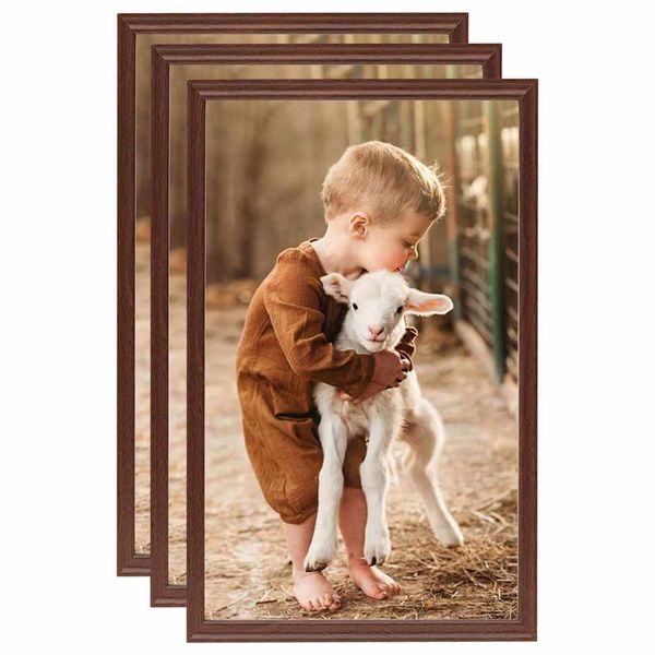 vidaXL Fotorámiky na stôl, koláž 3 ks, hnedé 10x15 cm, MDF