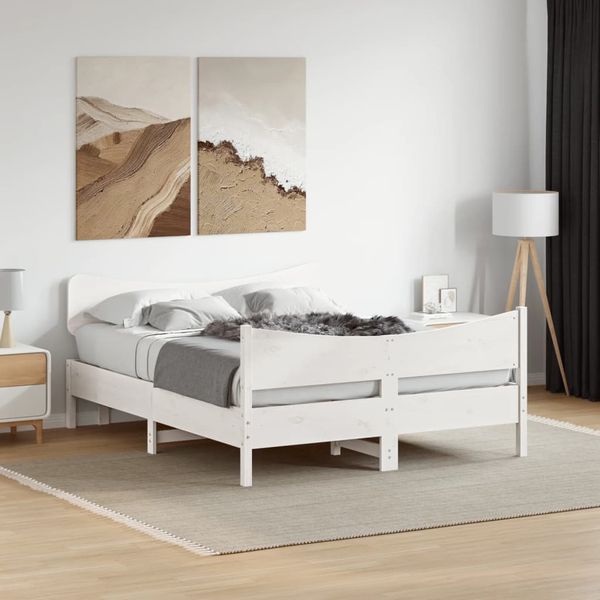 vidaXL Posteľ bez matraca biela 140x190 cm masívna borovica