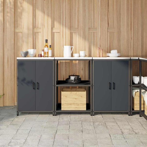 vidaXL Kuchynský úložný set HATTEM 3 pcs Antracitová