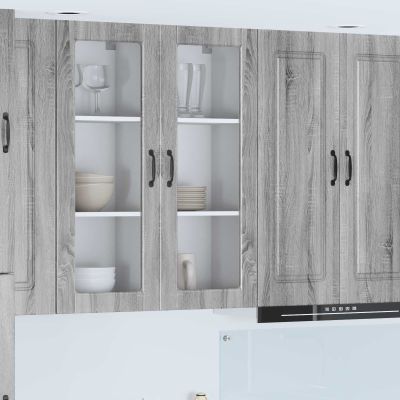 vidaXL Nástenný sklenený kabinet PORTO Sivý Sonoma 40 x 31 x 100 cm