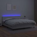 vidaXL Boxspring posteľ s matracom a LED biela 160x200 cm umelá koža