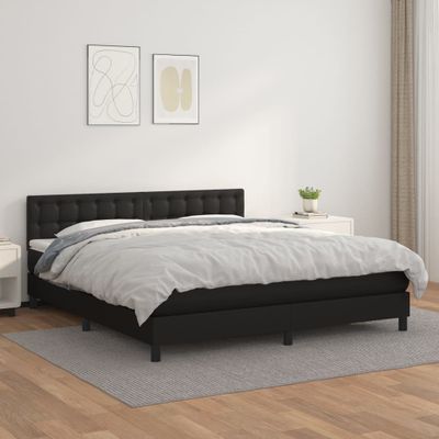 vidaXL Boxspring posteľ s matracom čierna 160x200 cm umelá koža
