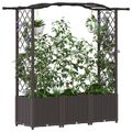 vidaXL Vyvýšený záhon s mriežkou a strechou Hnedá 164 x 40 x 138 cm PP