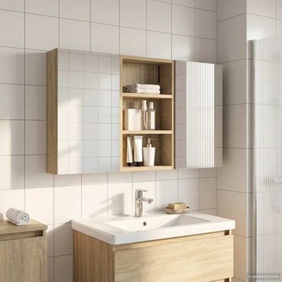 vidaXL Set kabinetov do kúpeľne s poličkou 3 pcs 90 x 10,5 x 50 cm