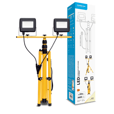 Modee LED bodové pracovné svetlo so stojanom 60W 6600lm neutrálna biela (ML-FLSWS4000K2X30W-A2)