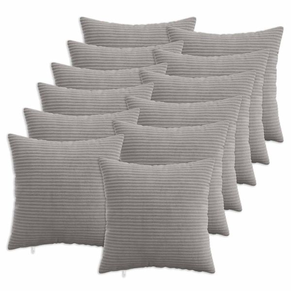 vidaXL Poťah na podložku 12 pcs HEERLEN Svetlosivá 40 x 40 cm manšestr