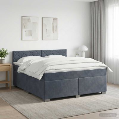 vidaXL Posteľ s boxspringom a matracom a LED Tmavosivá 160 x 200 cm