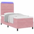 vidaXL LED box s pružinami s čelnou doskou Ružová 90 x 200 cm Zamat