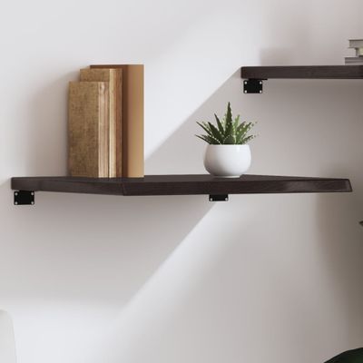vidaXL Nástenná polica tmavohnedá 60x60x(2-4) cm ošetrený dubový masív