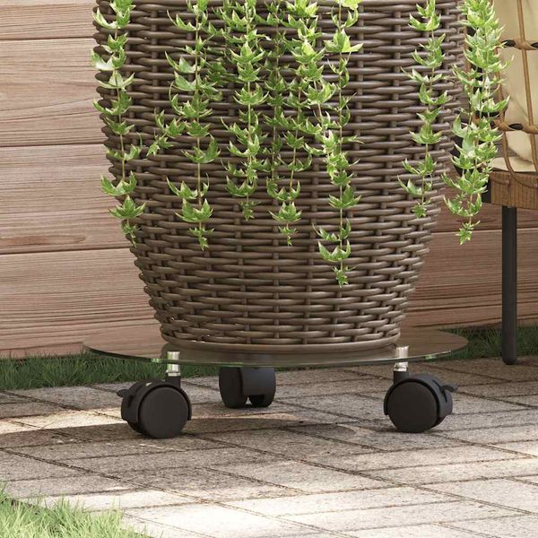vidaXL Podstavec pod kvetináč na kolieskach 2 ks 25 cm okrúhly sklený