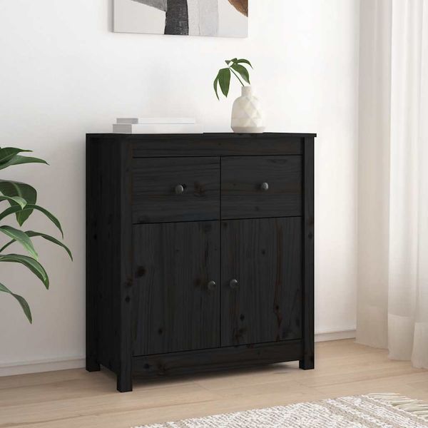 vidaXL Komoda čierna 70x35x80 cm borovicový masív