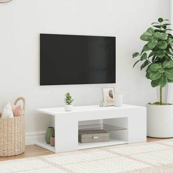 vidaXL TV skrinka s LED svetlami biela 90x39x30 cm