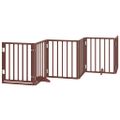 vidaXL Brána pre psa s dvere sklad. 9 pan. hnedá 450 cm topoľové drevo